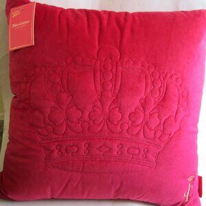 Juicy Couture Hot Pink Embroidered Crown Pillow Cushion